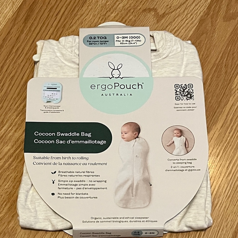 ErgoPouch Cocoon Swaddle Bag in Cream 0-3 Months